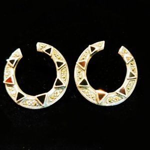 Vintage 925 Sterling Open Hoop Earrings Southwest Estate 5.9g